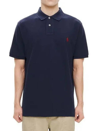 Custom Slim Fit Mesh Polo Shirt Blue - POLO RALPH LAUREN - BALAAN 2