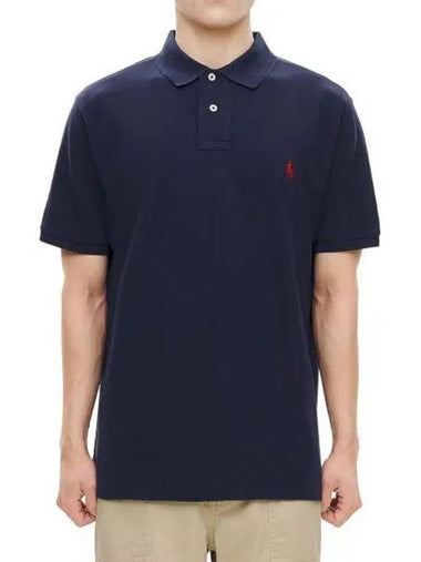 Custom Slim Fit Mesh Polo Shirt Blue - POLO RALPH LAUREN - BALAAN 1