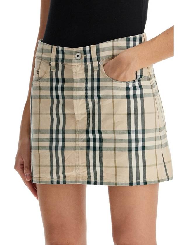 Check Denim Mini H-Line Skirt Grain - BURBERRY - BALAAN 5