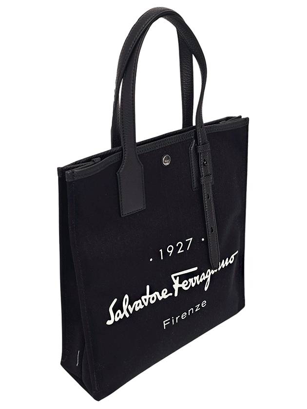 1927 Signature Canvas Tote Bag Black - SALVATORE FERRAGAMO - BALAAN 4