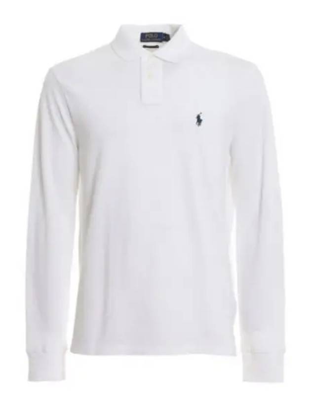 Embroidered Logo Slim Fit Polo Shirt White - POLO RALPH LAUREN - BALAAN 2