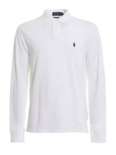 Embroidered Logo Slim Fit Polo Shirt White - POLO RALPH LAUREN - BALAAN 2