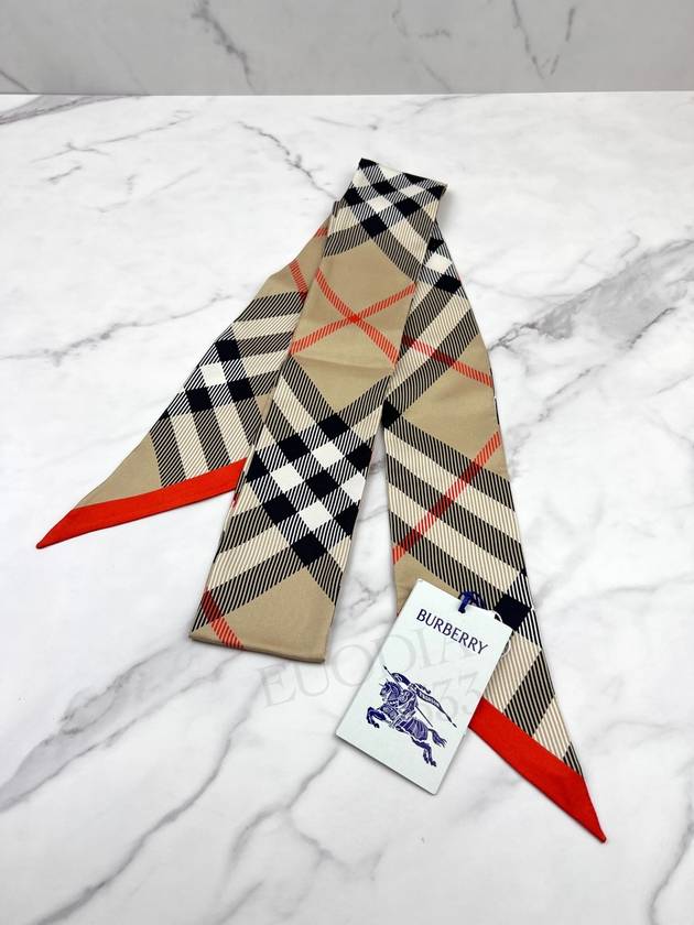 Check Red Hem Silk Scarf Beige - BURBERRY - BALAAN 4