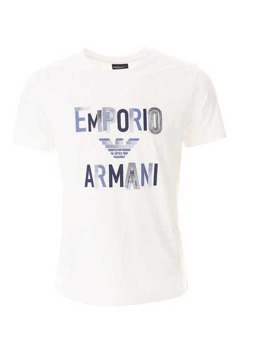 Logo Print Short Sleeve T-Shirt White - EMPORIO ARMANI - BALAAN 1