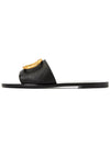 V Logo Signature Grainy Calfskin Slippers Sandals Black - VALENTINO - BALAAN 5