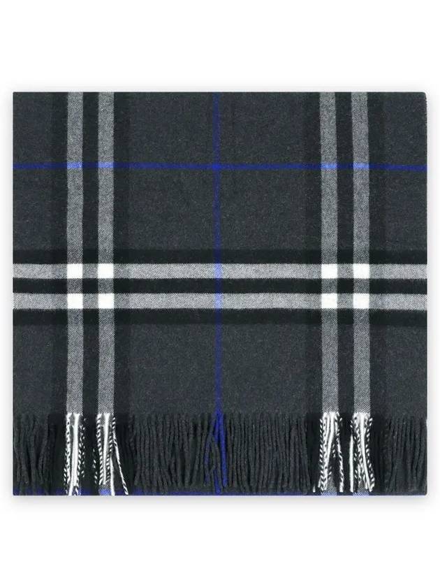 Check Wide Cashmere Scarf Dark Charcoal - BURBERRY - BALAAN 2