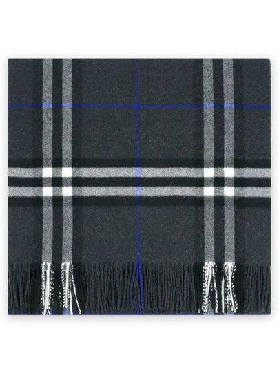 Check Wide Cashmere Scarf Dark Charcoal - BURBERRY - BALAAN 2