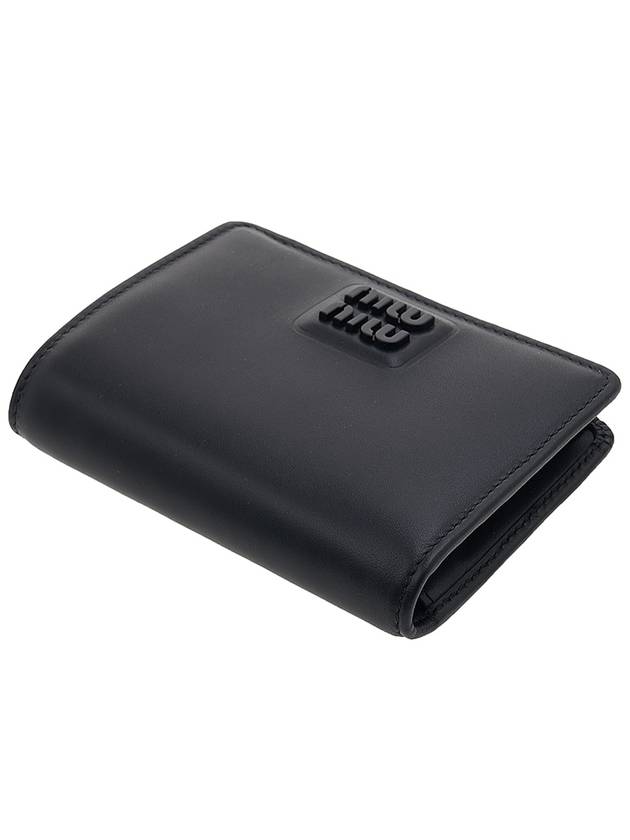 Logo Small Leather Half Wallet Black - MIU MIU - BALAAN 5