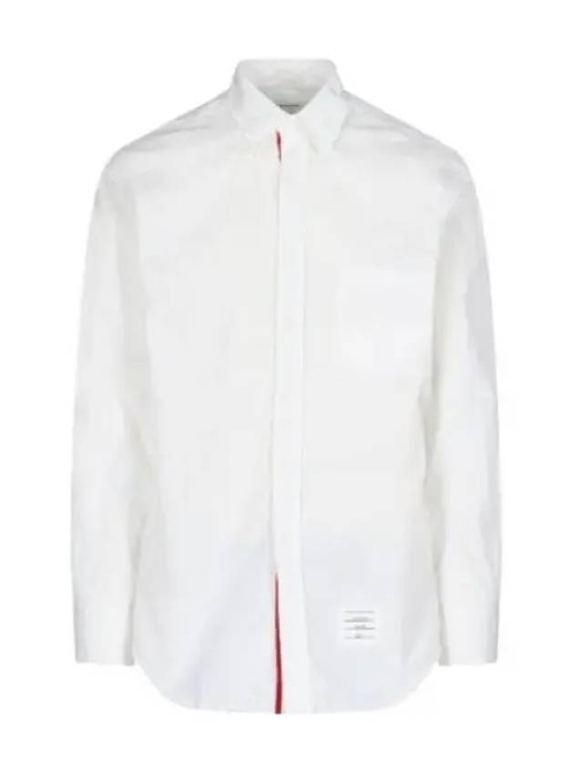 Men's Logo Patch Classic Cotton Long-Sleeve Shirt White - THOM BROWNE - BALAAN 2