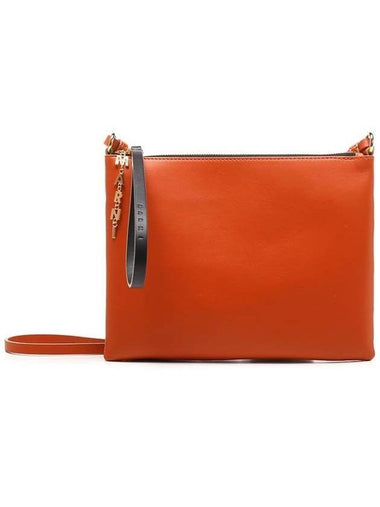 Women's Two-Tone Leather Clutch Bag Orange - MARNI - BALAAN 1