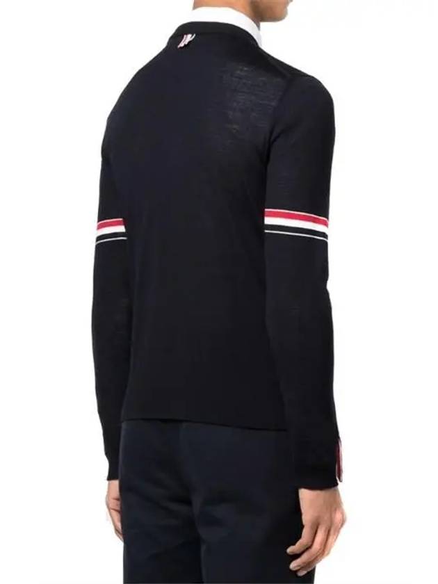 Merino Striped Crew Neck Knit Top Navy - THOM BROWNE - BALAAN 3