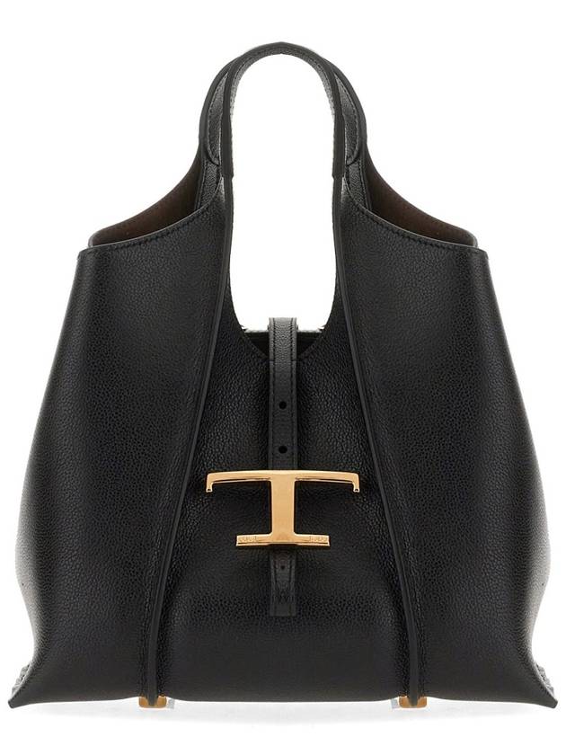 T Timeless Leather Shopping Mini Tote Bag Black - TOD'S - BALAAN 2