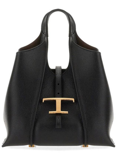 T Timeless Leather Shopping Mini Tote Bag Black - TOD'S - BALAAN 2