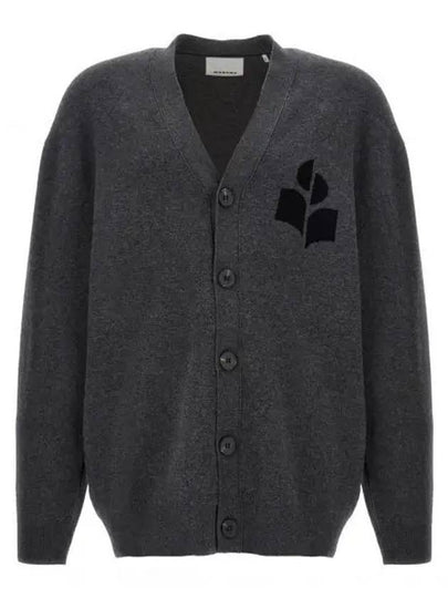 Curtis Logo Intarsia Knitted Cardigan Anthracite - ISABEL MARANT - BALAAN 2