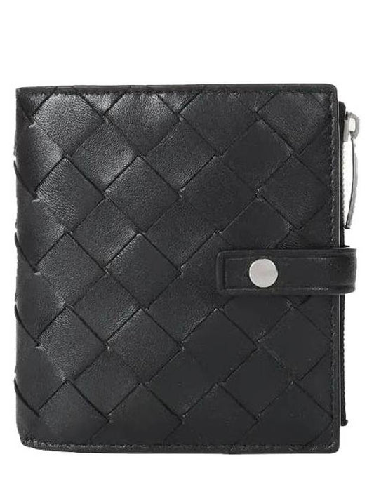 Intrecciato Zipper Half Wallet Black - BOTTEGA VENETA - BALAAN 1