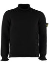 Wappen Patch Raglan Mock Neck Knit Top Black - STONE ISLAND - BALAAN 1