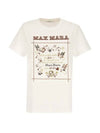 Women's Embroidered Cotton Short Sleeve T-Shirt Ivory - MAX MARA - BALAAN.