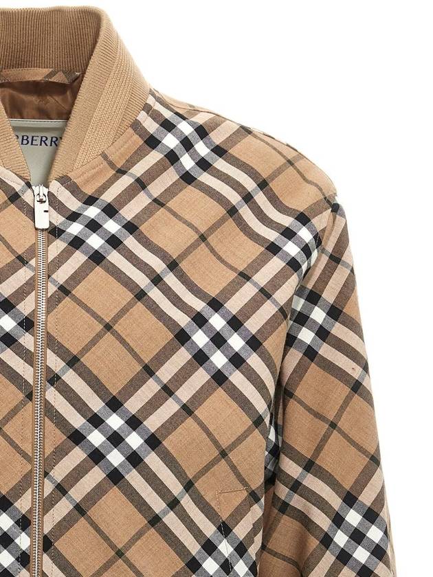 Harrington Check Wool Blend Zip-Up Jacket Brown - BURBERRY - BALAAN 4