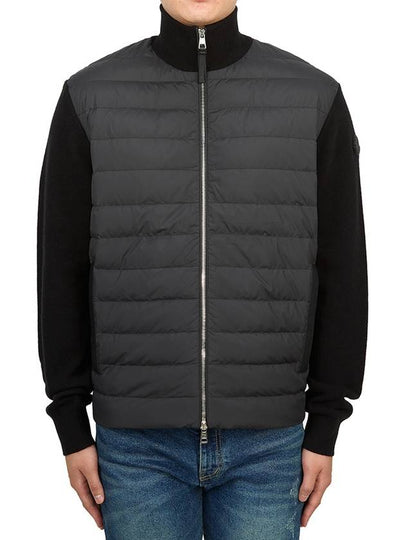 Padded Wool Cashmere Zip-Up Cardigan Black - MONCLER - BALAAN 2