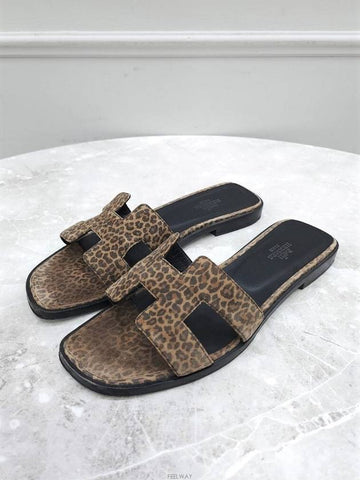 Lux You 38 Leopard Oran Slippers - HERMES - BALAAN 1