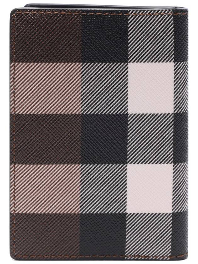 Checked Leather Card Wallet Dark Birch Brown - BURBERRY - BALAAN 5