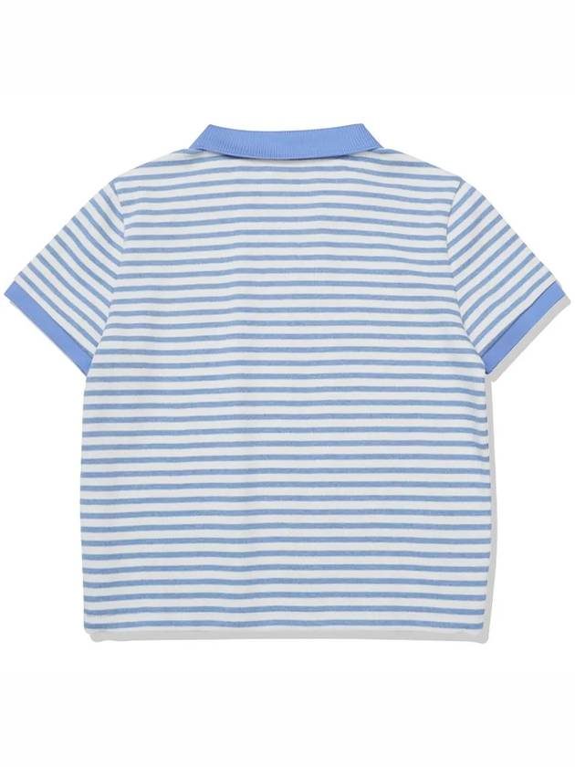 Striped String Collar T-Shirt Women SKY - 20THHOLE - BALAAN 3