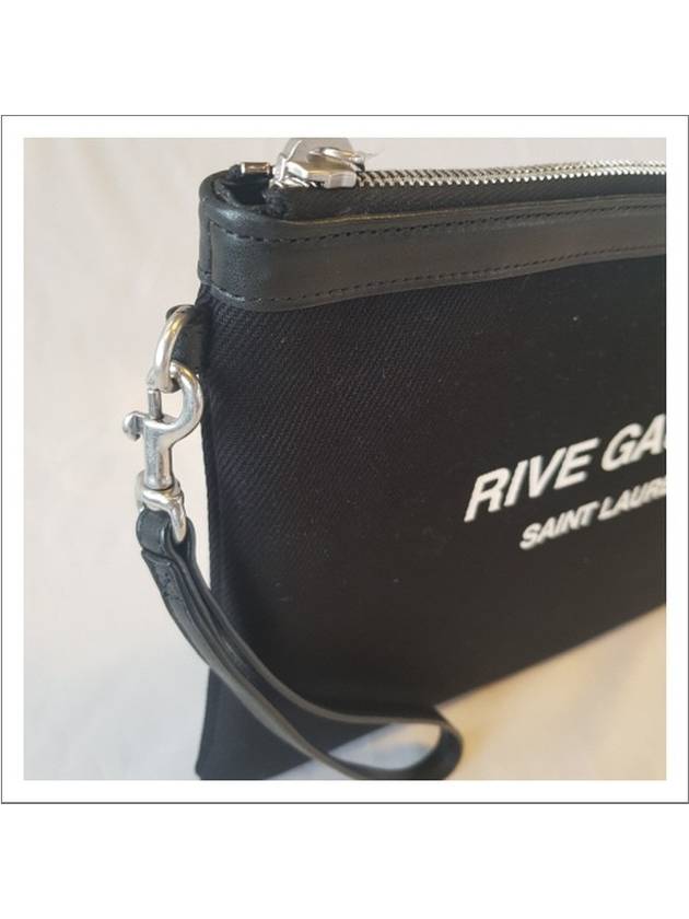 Rive Gauche Zipper Strap Clutch Bag Black - SAINT LAURENT - BALAAN 4