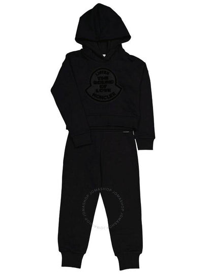 Moncler Girls Black Kinder Cotton Logo Patch Tracksuit, Size 10A - MONCLER - BALAAN 2