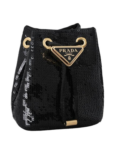 Sequin Satin Mini Pouch Cross Bag Black - PRADA - BALAAN 1