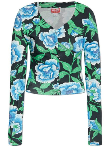 Kenzo Top With Floral Motif, Women's, Multicolour - KENZO - BALAAN 1