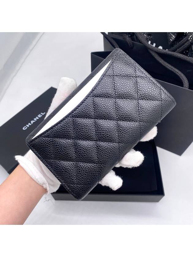 Classic Flap Wallet Grained Calfskin & Silver Black - CHANEL - BALAAN 5