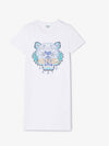 Women's Tiger Embroidery Short Dress White - KENZO - BALAAN.