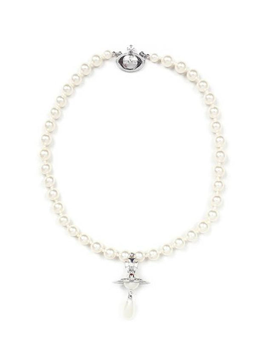 One Row Pearl Choker Necklace Silver - VIVIENNE WESTWOOD - BALAAN.