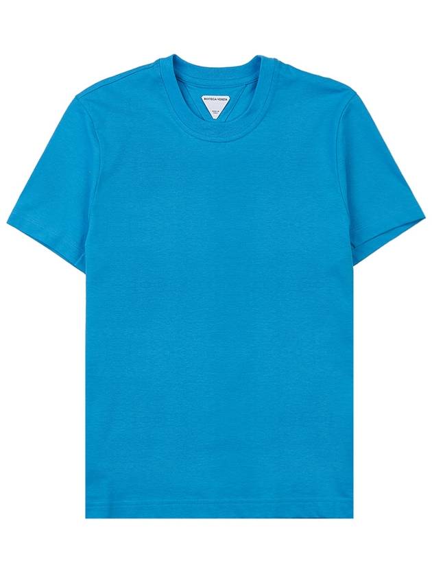 Women's Round Neck Plain Short Sleeve T-Shirt Turquoise - BOTTEGA VENETA - BALAAN 2