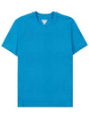 Women's Round Neck Plain Short Sleeve T-Shirt Turquoise - BOTTEGA VENETA - BALAAN 11