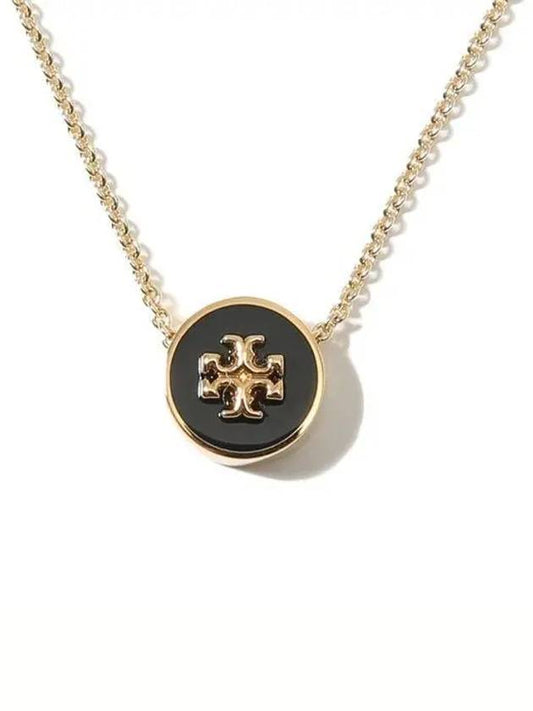 Kira Enamel Pendant Necklace Tory Gold Black - TORY BURCH - BALAAN 2