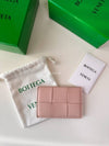 Intrecciato Lambskin Calfskin Card Wallet Pink - BOTTEGA VENETA - BALAAN 4