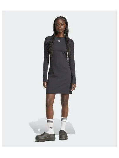 Essential Lip Long Sleeve Short Dress Black - ADIDAS - BALAAN 2