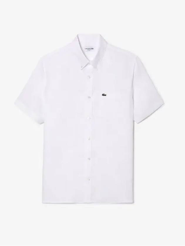 Men's Logo Patch Cotton Short Sleeve Shirt White - LACOSTE - BALAAN 2