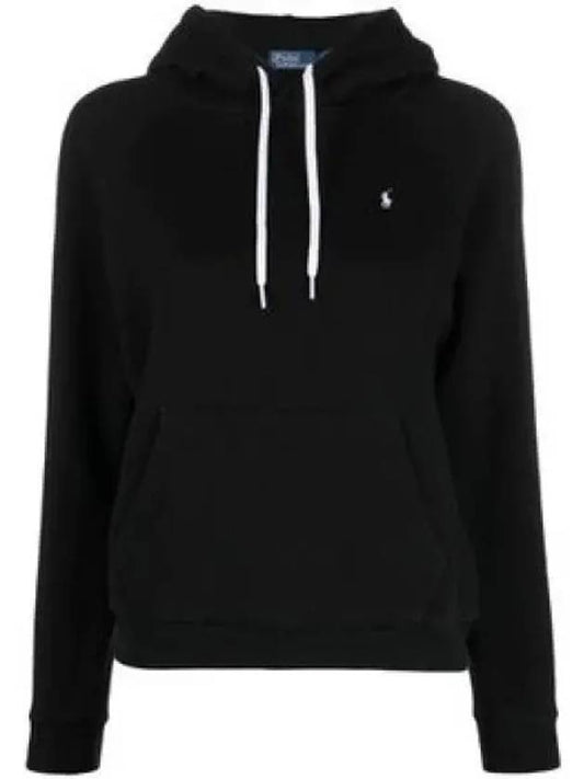 Embroidered Logo Cotton Blend Jersey Hoodie Black - POLO RALPH LAUREN - BALAAN 2