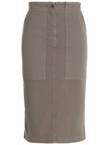 Nude Midi Denim Skirt - NUDE - BALAAN 1