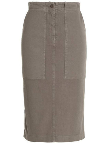 Nude Midi Denim Skirt - NUDE - BALAAN 1