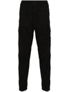 Stretch Cotton Tela Paracadute Cargo Straight Pants Black - STONE ISLAND - BALAAN 3