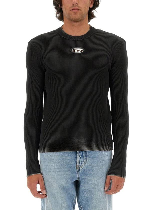 K Darin Logo Detail Knit Top Black - DIESEL - BALAAN 2