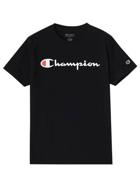 Classic Script Logo Graphic Short Sleeve T-Shirt Black - CHAMPION - BALAAN 1