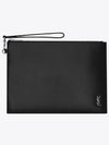 Tiny Monogram Silver Clutch Bag Black - SAINT LAURENT - BALAAN 2