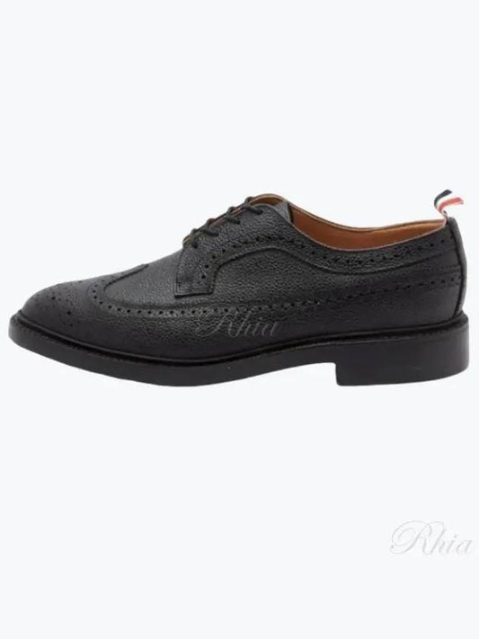 Men's Three Stripes Tab Pebble Grain Long Wing Sole Brogue Black - THOM BROWNE - BALAAN 2