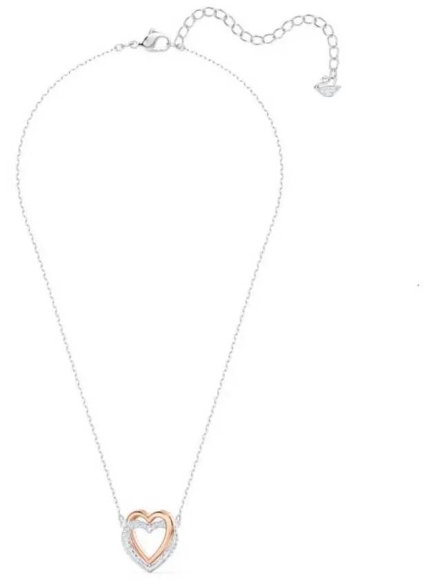 Hyperbola Double Heart Crystal Pendant Necklace Silver - SWAROVSKI - BALAAN 5