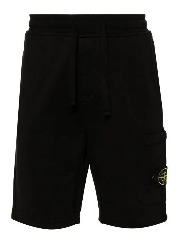 Fleece Bermuda Shorts Black - STONE ISLAND - BALAAN 2