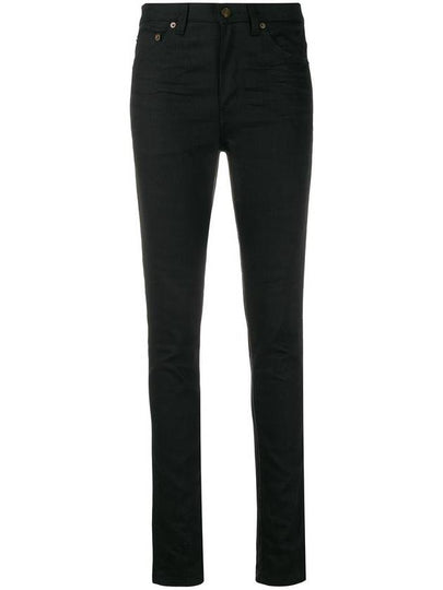 Mid Rise Cotton Skinny Jeans Black - SAINT LAURENT - BALAAN 2